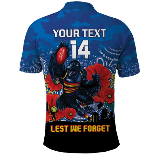 Custom Crows Football ANZAC Polo Shirt Gallipoli Camouflage With Poppies