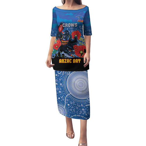 Custom Crows Football ANZAC Puletasi Gallipoli Camouflage With Poppies