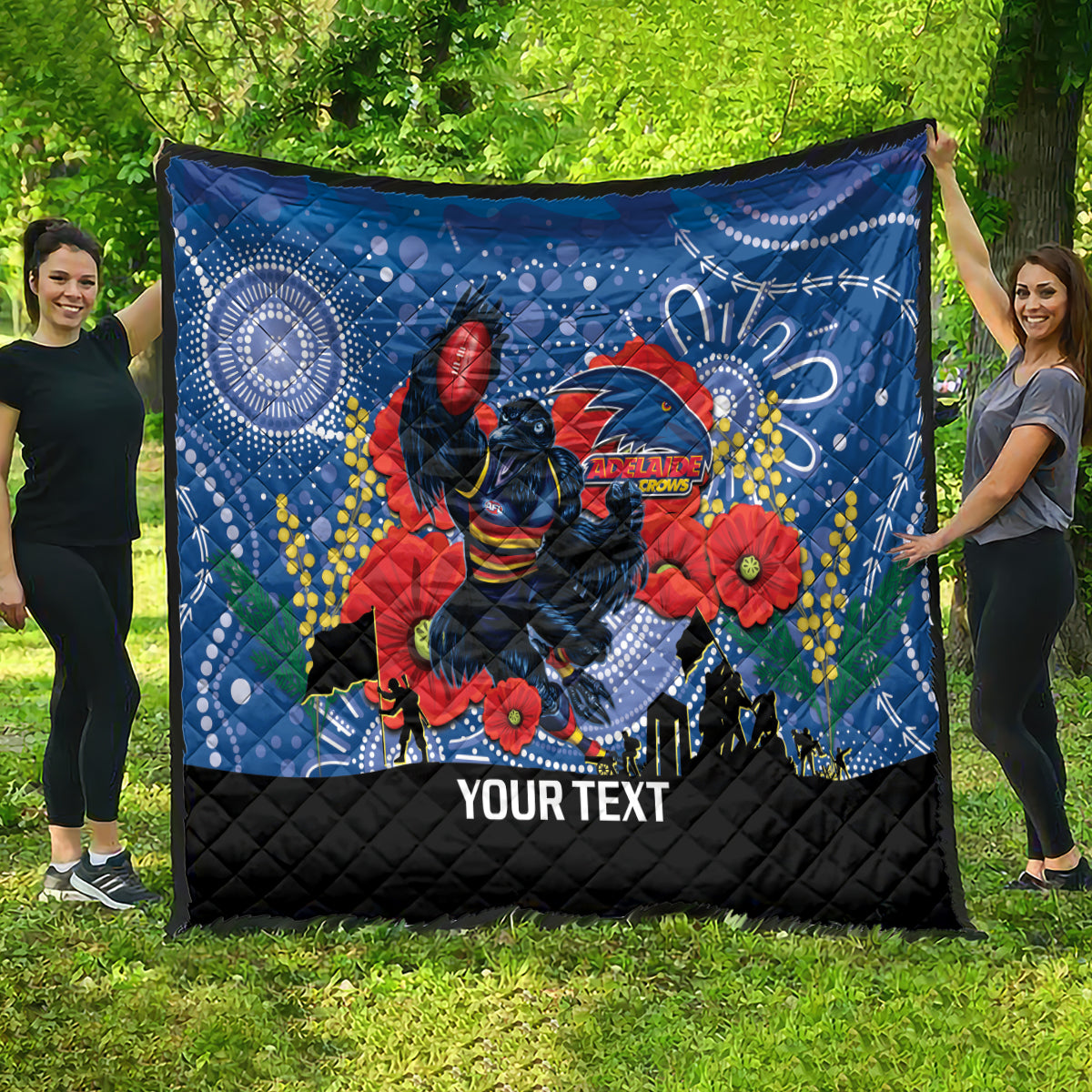 Custom Crows Football ANZAC Quilt Gallipoli Camouflage With Poppies