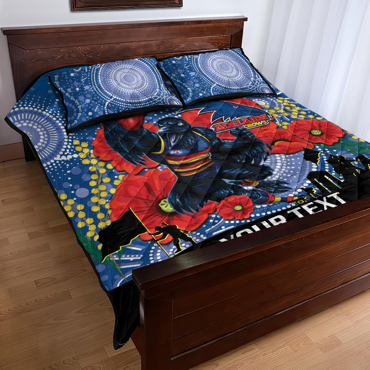 Custom Crows Football ANZAC Quilt Bed Set Gallipoli Camouflage With Poppies