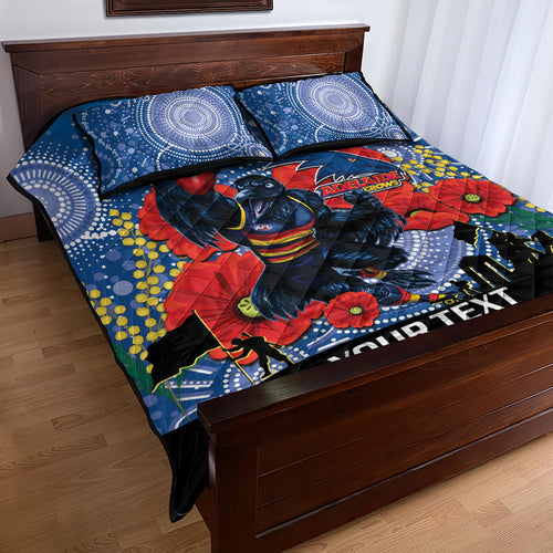 Custom Crows Football ANZAC Quilt Bed Set Gallipoli Camouflage With Poppies