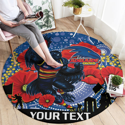 Custom Crows Football ANZAC Round Carpet Gallipoli Camouflage With Poppies