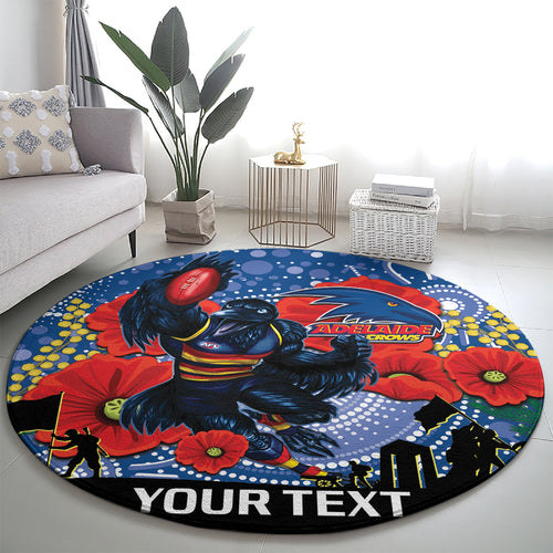 Custom Crows Football ANZAC Round Carpet Gallipoli Camouflage With Poppies