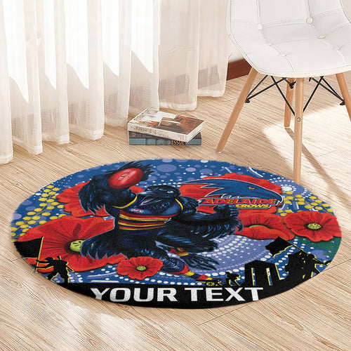 Custom Crows Football ANZAC Round Carpet Gallipoli Camouflage With Poppies