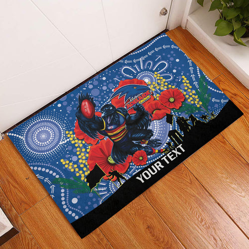 Custom Crows Football ANZAC Rubber Doormat Gallipoli Camouflage With Poppies