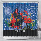 Custom Crows Football ANZAC Shower Curtain Gallipoli Camouflage With Poppies
