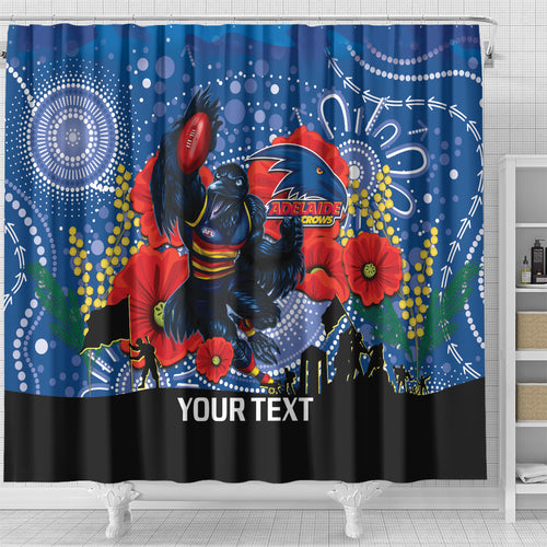 Custom Crows Football ANZAC Shower Curtain Gallipoli Camouflage With Poppies