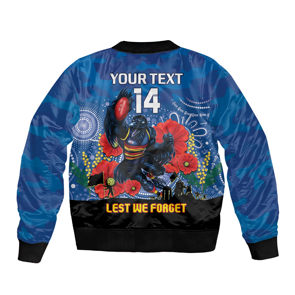 Custom Crows Football ANZAC Sleeve Zip Bomber Jacket Gallipoli Camouflage With Poppies