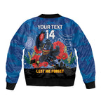Custom Crows Football ANZAC Sleeve Zip Bomber Jacket Gallipoli Camouflage With Poppies