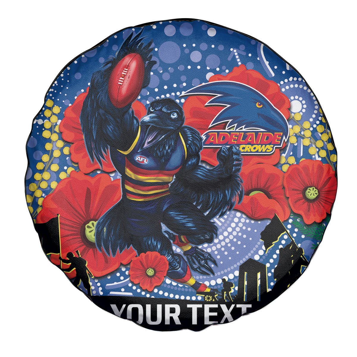 Custom Crows Football ANZAC Spare Tire Cover Gallipoli Camouflage With Poppies