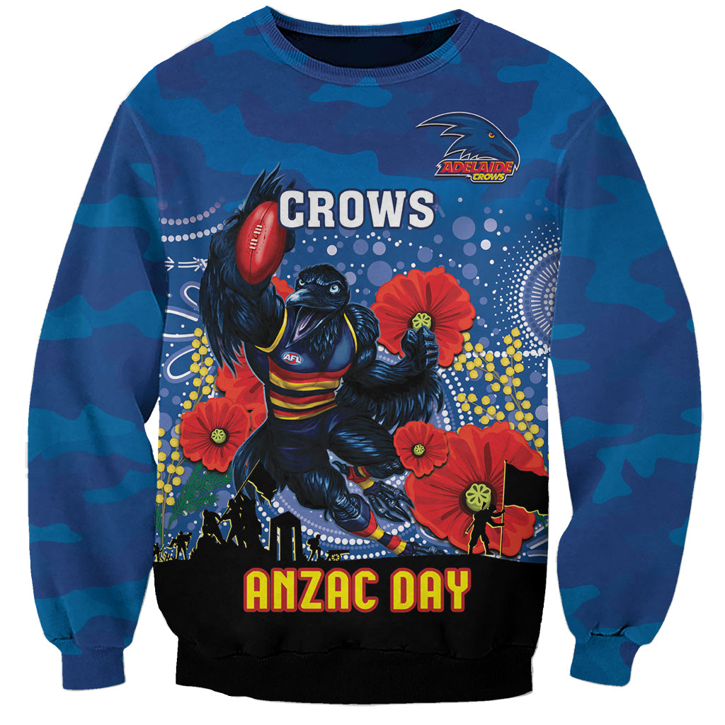 Custom Crows Football ANZAC Sweatshirt Gallipoli Camouflage With Poppies