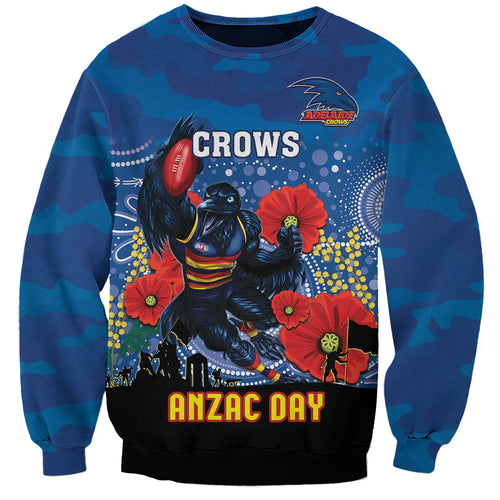 Custom Crows Football ANZAC Sweatshirt Gallipoli Camouflage With Poppies