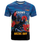 Custom Crows Football ANZAC T Shirt Gallipoli Camouflage With Poppies