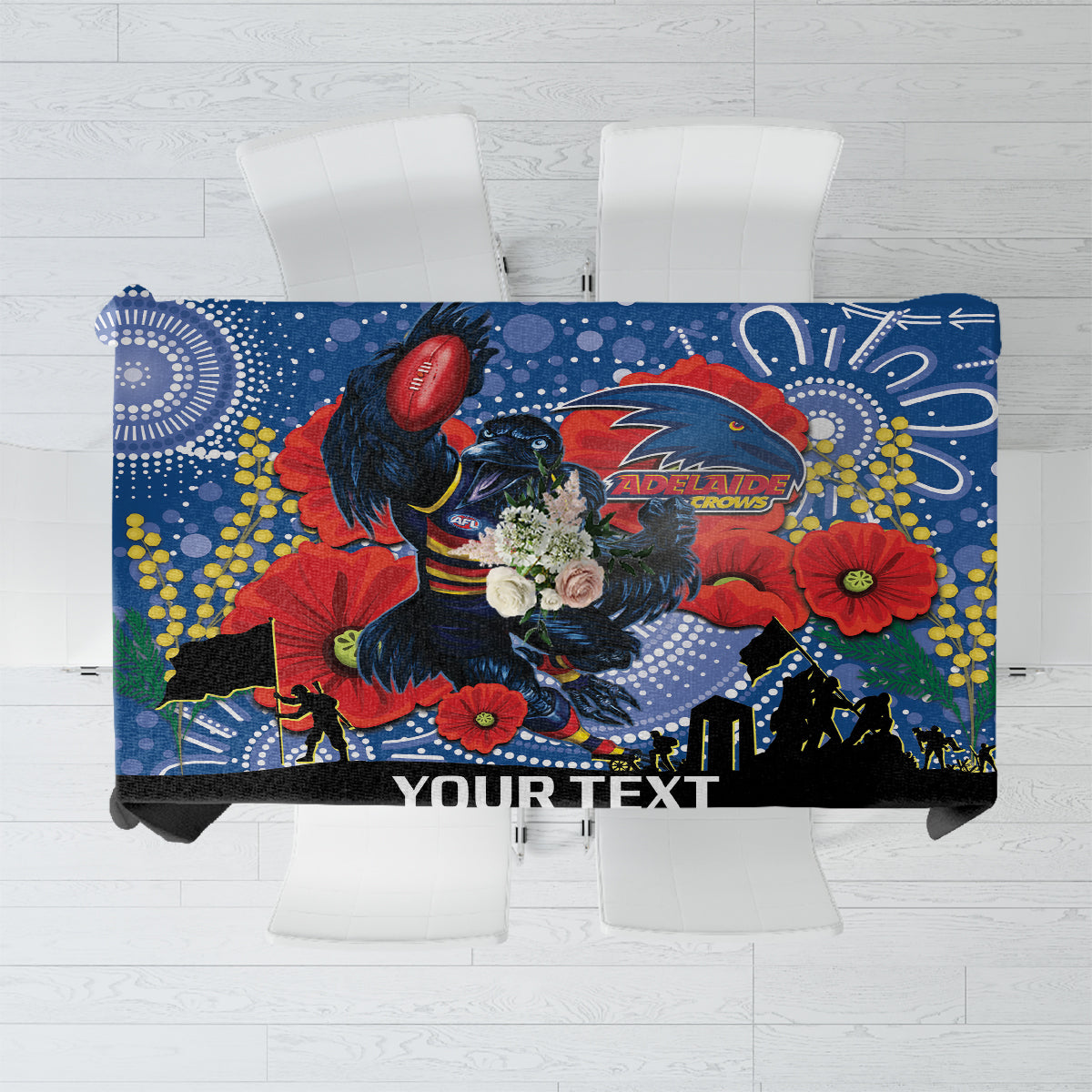 Custom Crows Football ANZAC Tablecloth Gallipoli Camouflage With Poppies