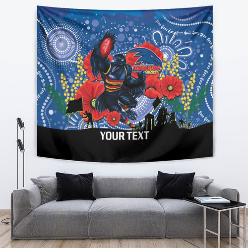Custom Crows Football ANZAC Tapestry Gallipoli Camouflage With Poppies
