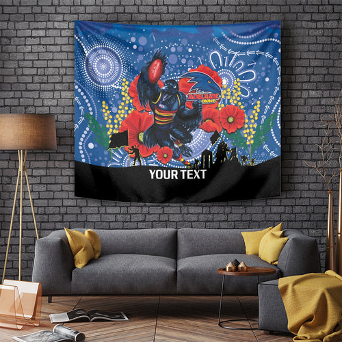 Custom Crows Football ANZAC Tapestry Gallipoli Camouflage With Poppies
