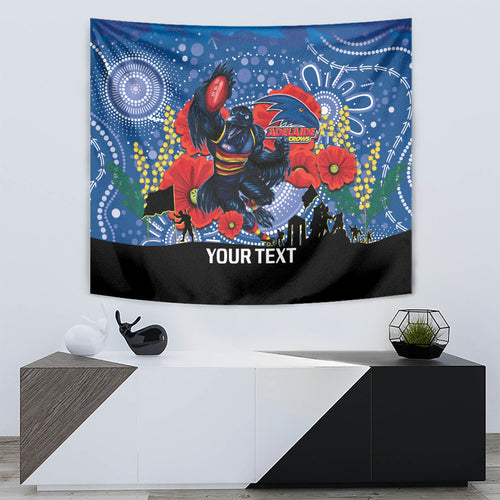 Custom Crows Football ANZAC Tapestry Gallipoli Camouflage With Poppies