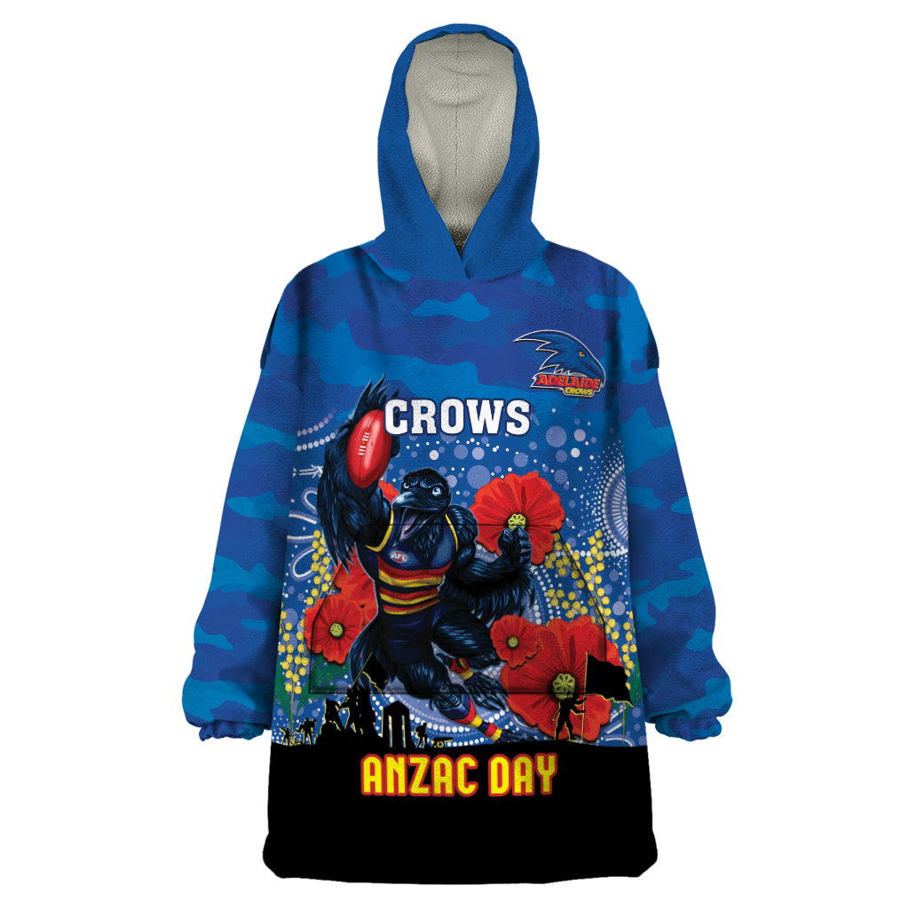 Custom Crows Football ANZAC Wearable Blanket Hoodie Gallipoli Camouflage With Poppies