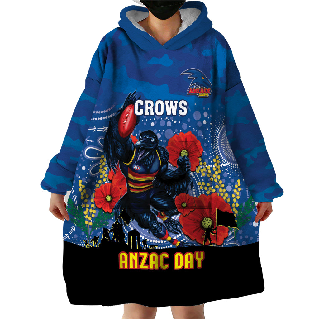 Custom Crows Football ANZAC Wearable Blanket Hoodie Gallipoli Camouflage With Poppies