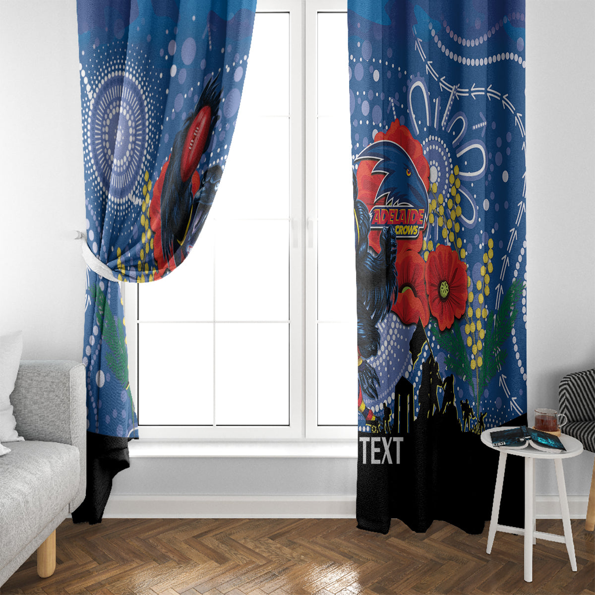 Custom Crows Football ANZAC Window Curtain Gallipoli Camouflage With Poppies