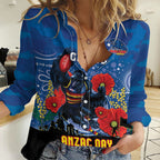 Custom Crows Football ANZAC Women Casual Shirt Gallipoli Camouflage With Poppies
