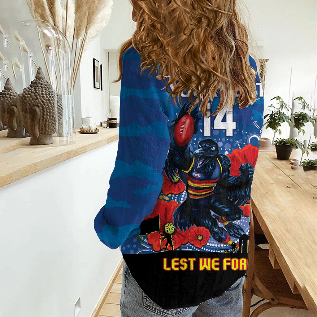 Custom Crows Football ANZAC Women Casual Shirt Gallipoli Camouflage With Poppies