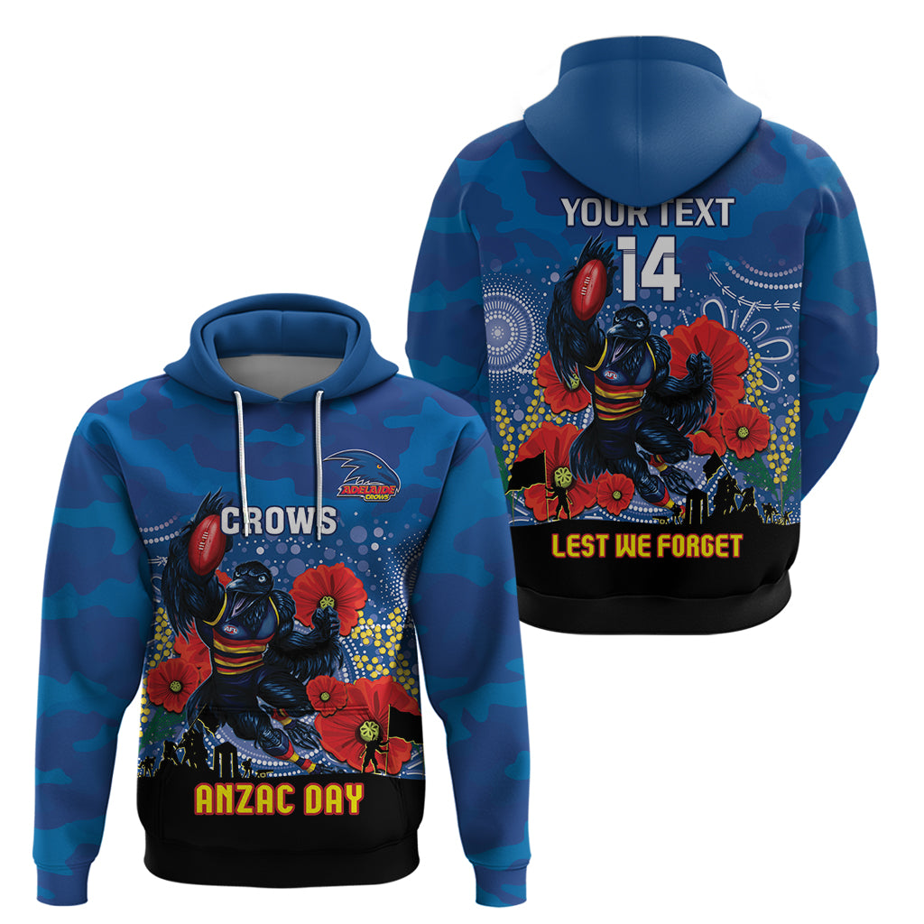 Custom Crows Football ANZAC Zip Hoodie Gallipoli Camouflage With Poppies