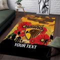 Custom Hawks Football ANZAC Area Rug Gallipoli Camouflage With Poppies