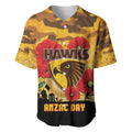 Custom Hawks Football ANZAC Baseball Jersey Gallipoli Camouflage With Poppies