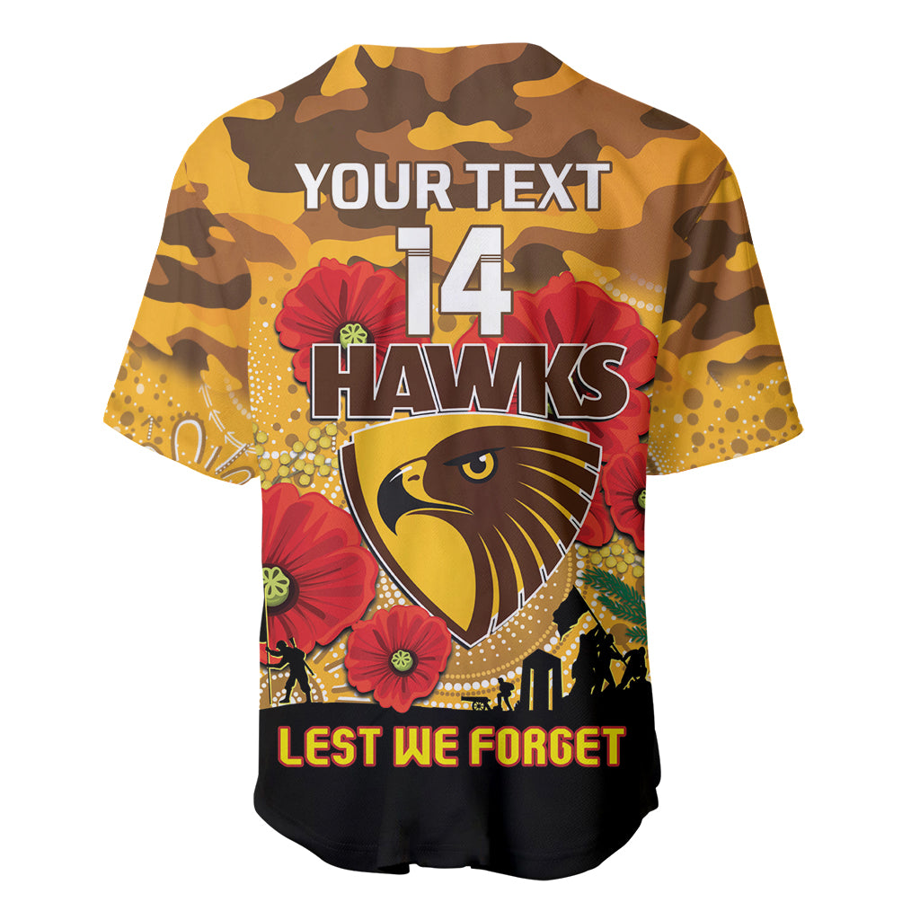 Custom Hawks Football ANZAC Baseball Jersey Gallipoli Camouflage With Poppies