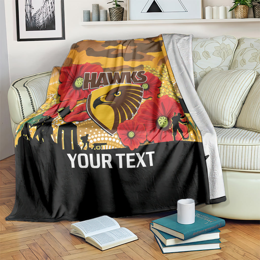Custom Hawks Football ANZAC Blanket Gallipoli Camouflage With Poppies