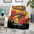 Custom Hawks Football ANZAC Blanket Gallipoli Camouflage With Poppies