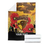 Custom Hawks Football ANZAC Blanket Gallipoli Camouflage With Poppies