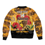 Custom Hawks Football ANZAC Bomber Jacket Gallipoli Camouflage With Poppies