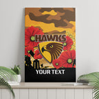 Custom Hawks Football ANZAC Canvas Wall Art Gallipoli Camouflage With Poppies