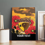 Custom Hawks Football ANZAC Canvas Wall Art Gallipoli Camouflage With Poppies
