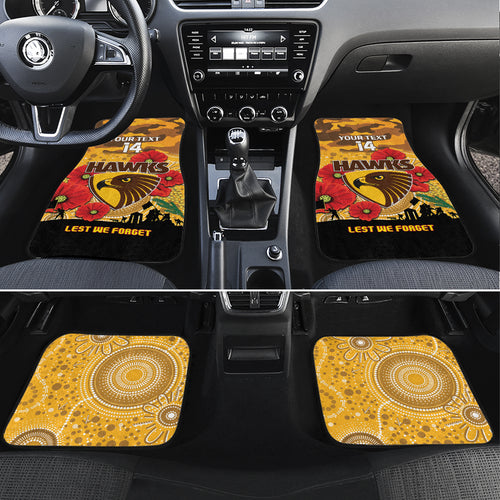 Custom Hawks Football ANZAC Car Mats Gallipoli Camouflage With Poppies