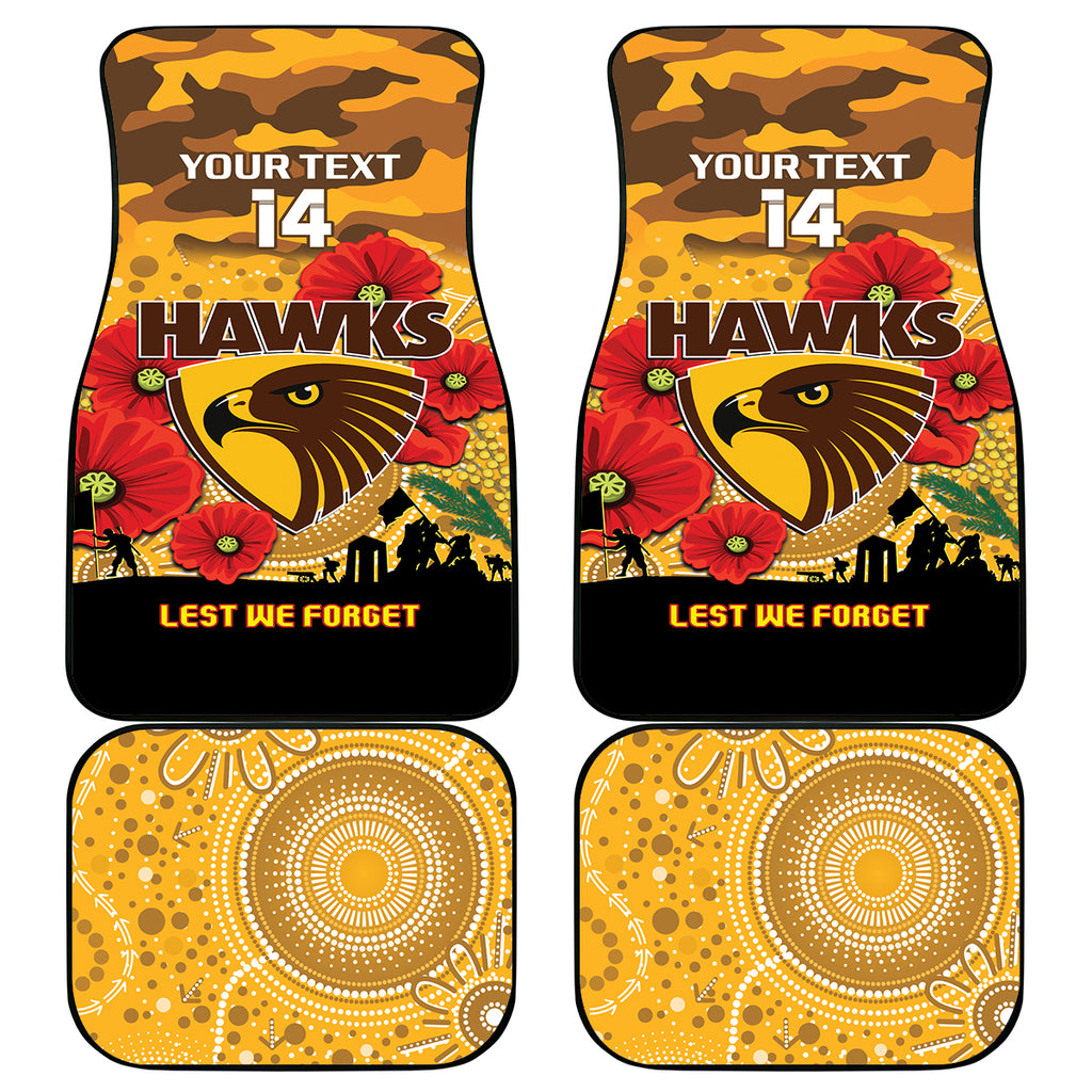 Custom Hawks Football ANZAC Car Mats Gallipoli Camouflage With Poppies