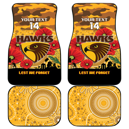 Custom Hawks Football ANZAC Car Mats Gallipoli Camouflage With Poppies