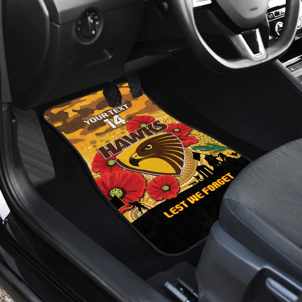 Custom Hawks Football ANZAC Car Mats Gallipoli Camouflage With Poppies