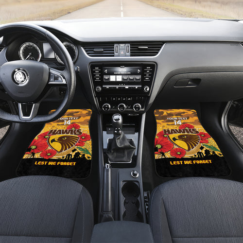 Custom Hawks Football ANZAC Car Mats Gallipoli Camouflage With Poppies