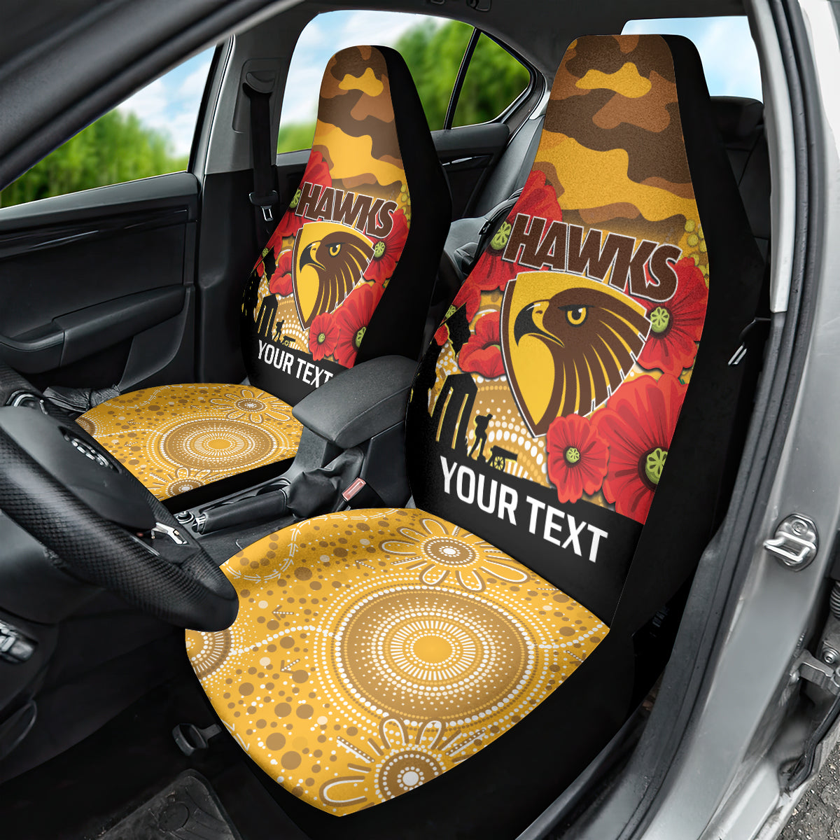 Custom Hawks Football ANZAC Car Seat Cover Gallipoli Camouflage With Poppies