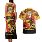 Custom Hawks Football ANZAC Couples Matching Tank Maxi Dress and Hawaiian Shirt Gallipoli Camouflage With Poppies
