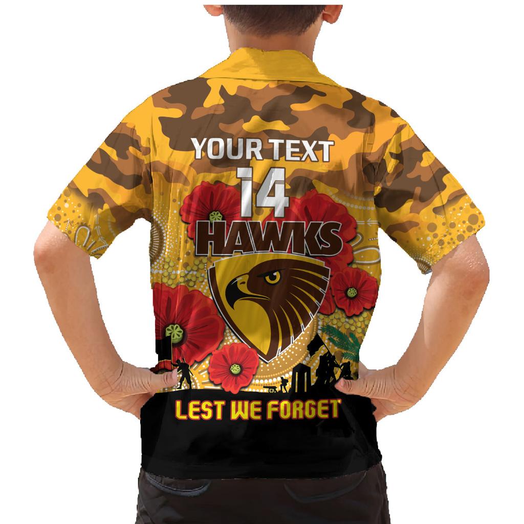 Custom Hawks Football ANZAC Family Matching Mermaid Dress and Hawaiian Shirt Gallipoli Camouflage With Poppies