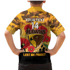 Custom Hawks Football ANZAC Family Matching Mermaid Dress and Hawaiian Shirt Gallipoli Camouflage With Poppies