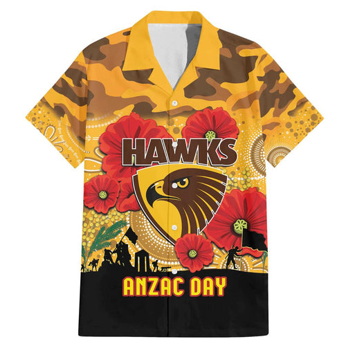 Custom Hawks Football ANZAC Family Matching Mermaid Dress and Hawaiian Shirt Gallipoli Camouflage With Poppies