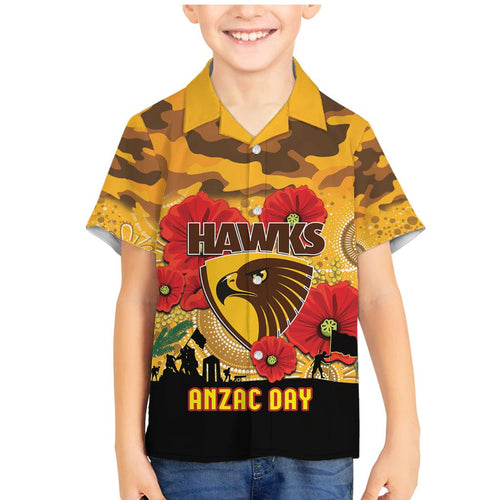Custom Hawks Football ANZAC Family Matching Mermaid Dress and Hawaiian Shirt Gallipoli Camouflage With Poppies