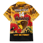 Custom Hawks Football ANZAC Family Matching Off Shoulder Maxi Dress and Hawaiian Shirt Gallipoli Camouflage With Poppies