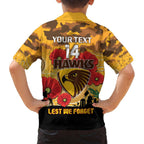 Custom Hawks Football ANZAC Family Matching Off Shoulder Short Dress and Hawaiian Shirt Gallipoli Camouflage With Poppies