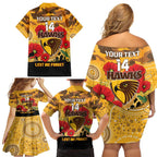 Custom Hawks Football ANZAC Family Matching Off Shoulder Short Dress and Hawaiian Shirt Gallipoli Camouflage With Poppies